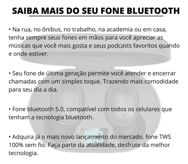 Fone De Ouvido Bluetooth Sem Fio Tws - Image 3