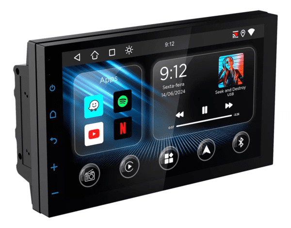 Multimídia 7 Android Auto Carplay App 2GB 32GB + Câmera de Ré - Image 2