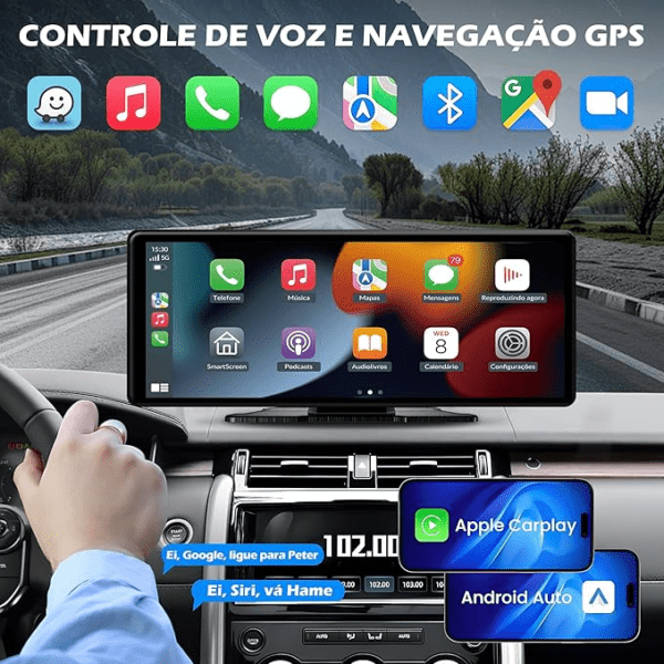 Central Multimídia Portátil com Tela de 10,26 Polegadas - Apple CarPlay e Android Auto - Image 7