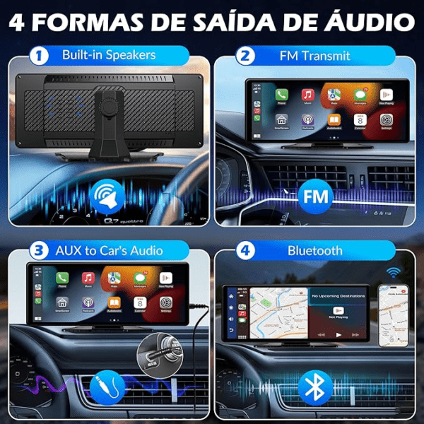 Central Multimídia Portátil com Tela de 10,26 Polegadas - Apple CarPlay e Android Auto - Image 6