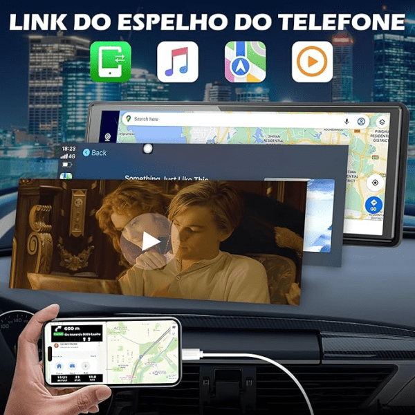 Central Multimídia Portátil com Tela de 10,26 Polegadas - Apple CarPlay e Android Auto - Image 5