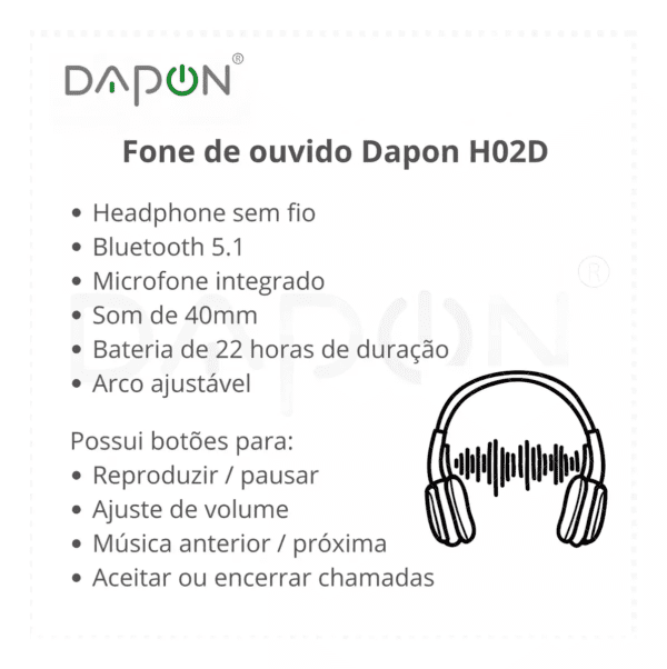 Fone de Ouvido Bluetooth Dapon H02D - Image 8